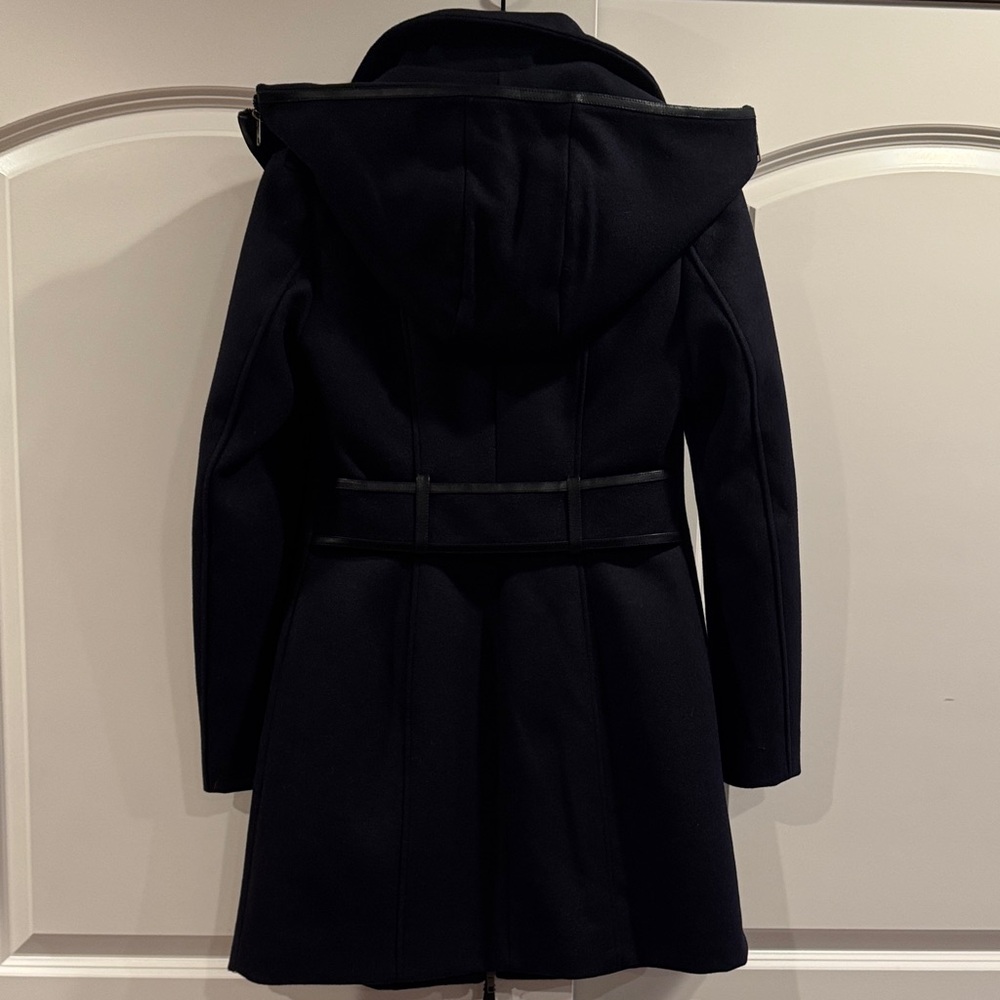 Mackage Steffy Navy Blue Wool Coat with Toggle and Detachable Hood - Picture 7 of 11
